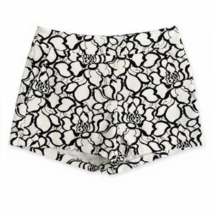 Express Black and White Floral Lace High Waist Shorts
